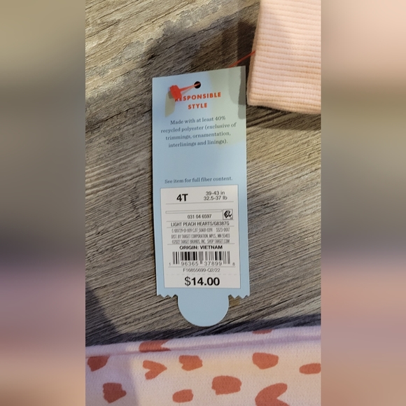 Size 4T | Cat & Jack Toddler Girls' Heart French Terry Long Sleeve Dress - Picture 6 of 6